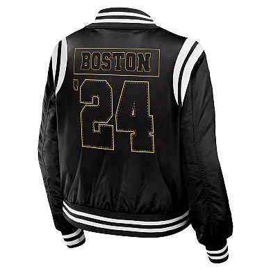 Women's WEAR by Erin Andrews Black Boston Bruins Baller Full-Zip Bomber Jacket