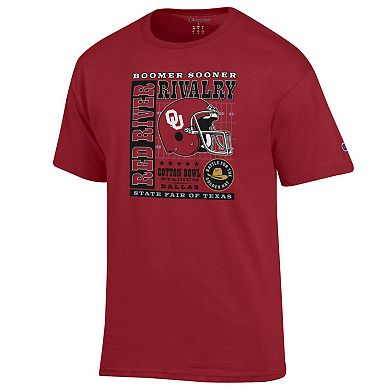 Men's Champion Crimson Oklahoma Sooners Red River Rivalry Slogan T-Shirt