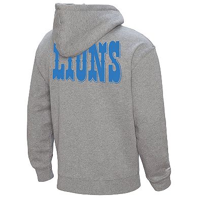 Men's Mitchell & Ness Calvin Johnson Heather Gray Detroit Lions Hall of Fame Player Graphic Pullover Hoodie