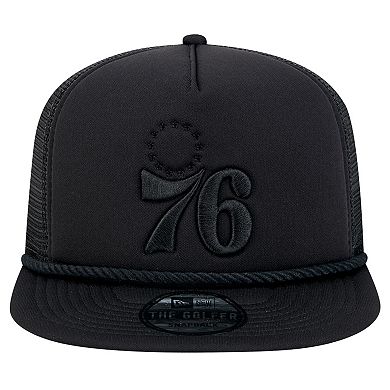 Men's New Era Black Philadelphia 76ers Tone Foam Meshback Golfer Snapback Hat