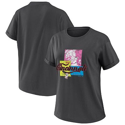 Women s WEAR by Erin Andrews Charcoal Cincinnati Reds Domestic Box Color Boyfriend T Shirt