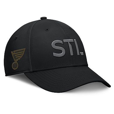 Men's Fanatics Black St. Louis Blues Authentic Pro Road Team Code Side Patch Flex Hat