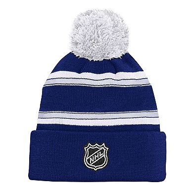 Youth Tampa Bay Lightning Blue Jacquard Cuffed Knit Hat with Pom
