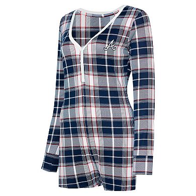 Women's Concepts Sport Navy Atlanta Braves Ashford Plaid V-Neck Knit Romper