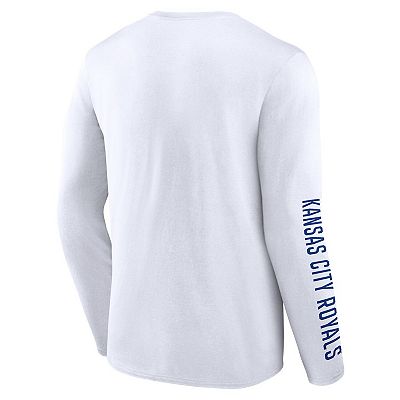 Men's Fanatics White Kansas City Royals Press Box Long Sleeve T-Shirt