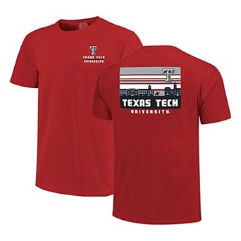 Men's Red Texas Tech Red Raiders Striped Campus Skyline T-Shirt