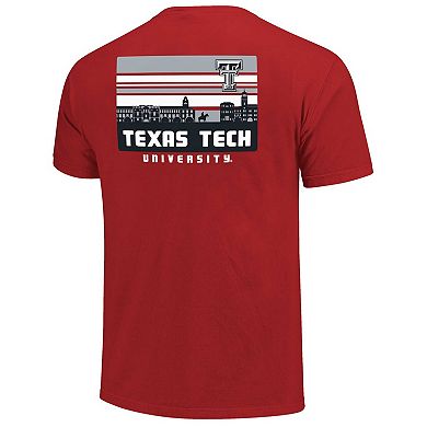 Men's Red Texas Tech Red Raiders Striped Campus Skyline T-Shirt