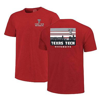Men's Red Texas Tech Red Raiders Striped Campus Skyline T-Shirt