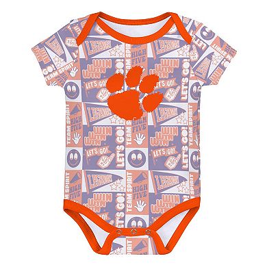 Newborn Orange Clemson Tigers Sunday Comics 3-Pack Bodysuit Set