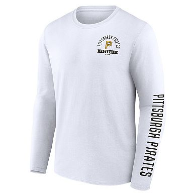 Men's Fanatics White Pittsburgh Pirates Press Box Long Sleeve T-Shirt