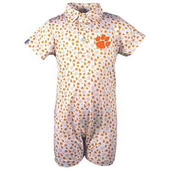 Infant Garb White Clemson Tigers Earnest Polo Romper