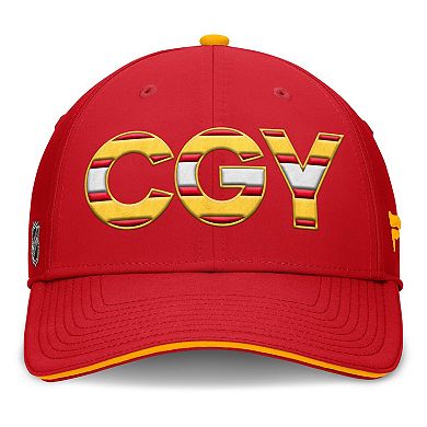 Men's Fanatics Red/Gold Calgary Flames Authentic Pro Rink Team Code Flex Hat