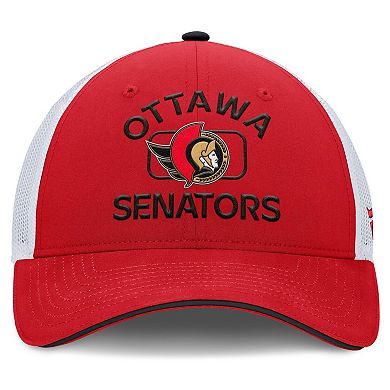 Men's Fanatics Red/White Ottawa Senators Authentic Pro Rink Trucker Hat
