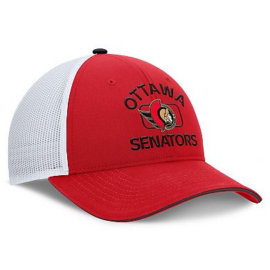 Men's Fanatics Red/White Ottawa Senators Authentic Pro Rink Trucker Hat