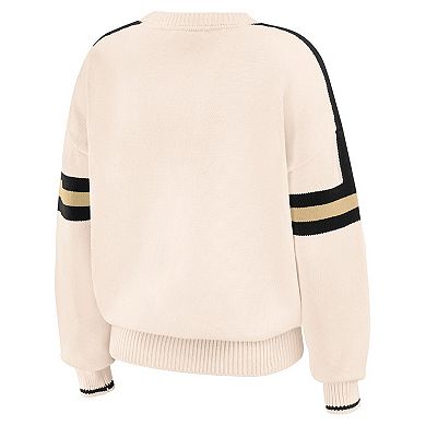 Women's WEAR by Erin Andrews Cream New Orleans Saints Stripe Pullover Sweater