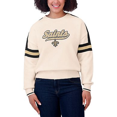 Women's WEAR by Erin Andrews Cream New Orleans Saints Stripe Pullover Sweater