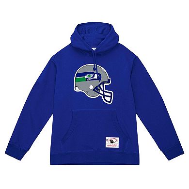 Men's Mitchell & Ness College Navy Seattle Seahawks Helmet Logo Vintage Pullover Hoodie
