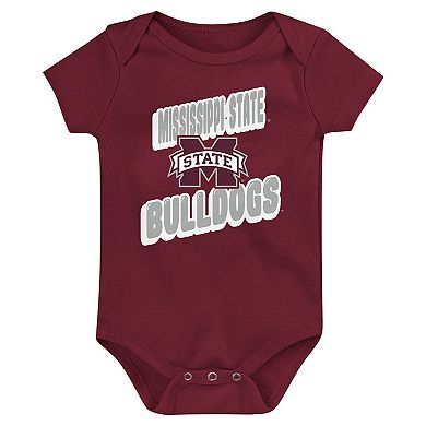 Newborn Maroon Mississippi State Bulldogs Sunday Comics 3-Pack Bodysuit Set