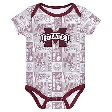 Newborn Maroon Mississippi State Bulldogs Sunday Comics 3-Pack Bodysuit Set