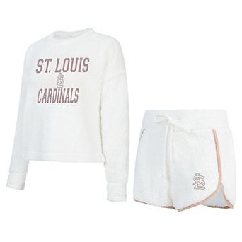 Women's Concepts Sport White St. Louis Cardinals Painter Sherpa Long Sleeve T-Shirt & Short Set