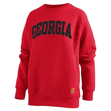 Women's Pressbox Red Georgia Bulldogs Moose Quilted Pullover Sweatshirt