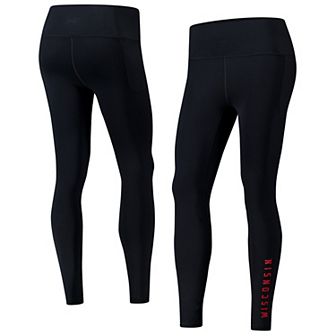 Women's Under Armour Black Wisconsin Badgers Gameday Meridian Soft Luxe Perormance Pocketed Legging