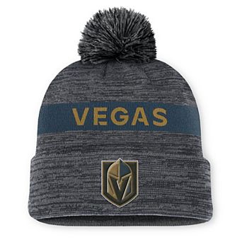 Men's Fanatics Gray Vegas Golden Knights Authentic Pro Rink Cuffed Knit Hat with Pom