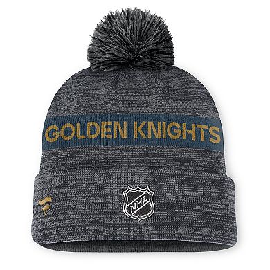 Men's Fanatics Gray Vegas Golden Knights Authentic Pro Rink Cuffed Knit Hat with Pom