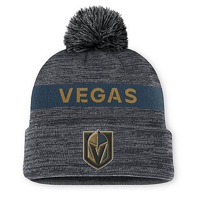 Men's Fanatics Gray Vegas Golden Knights Authentic Pro Rink Cuffed Knit Hat with Pom