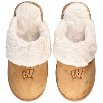 Women's ZooZatz Brown Wisconsin Badgers Faux Fur Slippers