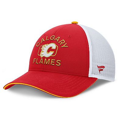 Men's Fanatics Red/White Calgary Flames Authentic Pro Rink Trucker Hat