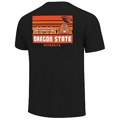 Men's Black Oregon State Beavers Striped Campus Skyline T-Shirt