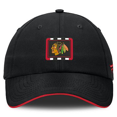 Men's Fanatics Black/Red Chicago Blackhawks Authentic Pro Ripstop Adjustable Hat
