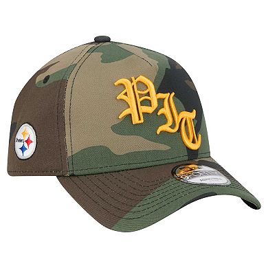 Men's New Era Camo Pittsburgh Steelers Mystic Camo A-Frame 9FORTY Adjustable Hat