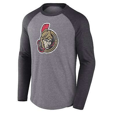 Men's Fanatics Heather Gray Ottawa Senators Special Edition Long Sleeve Tri-Blend Raglan T-Shirt