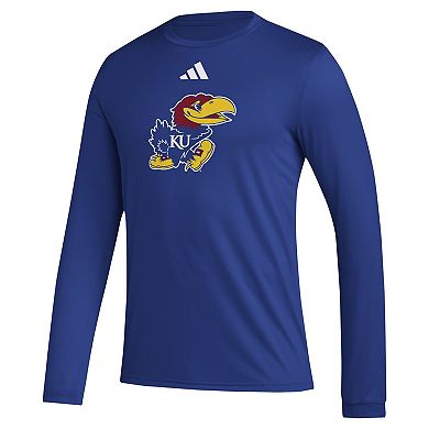 Men's adidas Royal Kansas Jayhawks Primary Locker Logo Pre-Game Long Sleeve T-Shirt