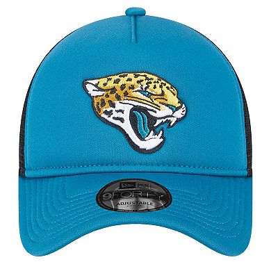 Youth New Era Teal Jacksonville Jaguars A-Frame 9FORTY Trucker Adjustable Hat