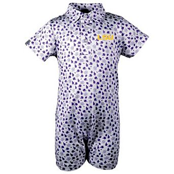 Infant Garb White LSU Tigers Earnest Polo Romper