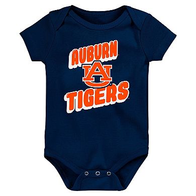 Newborn Navy Auburn Tigers Sunday Comics 3-Pack Bodysuit Set