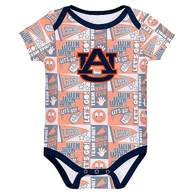 Newborn Navy Auburn Tigers Sunday Comics 3-Pack Bodysuit Set