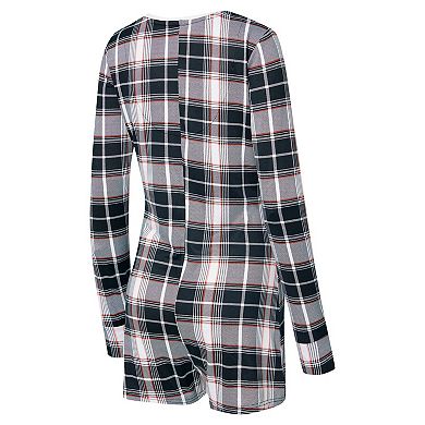 Women's Concepts Sport Black San Francisco Giants Ashford Plaid V-Neck Knit Romper