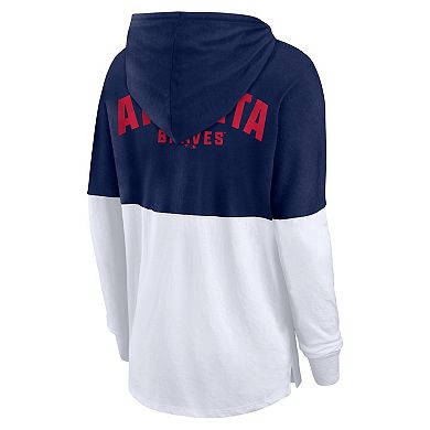 Women's Fanatics Navy/White Atlanta Braves Backup Option Pullover Hoodie