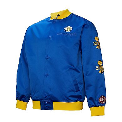 Men's Mitchell & Ness Royal Golden State Warriors Hardwood Classics Team OG 3.0 Lightweight Satin Full-Snap Jacket