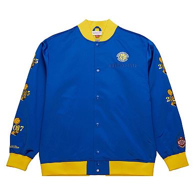 Men's Mitchell & Ness Royal Golden State Warriors Hardwood Classics Team OG 3.0 Lightweight Satin Full-Snap Jacket