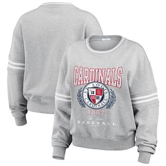 Women's WEAR by Erin Andrews Heather Gray St. Louis Cardinals Domestic Crest Pullover Sweatshirt