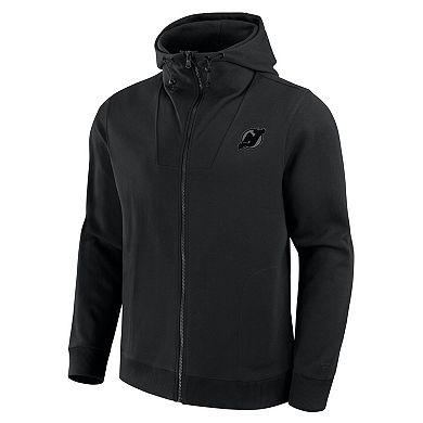 Men's Fanatics Black New Jersey Devils Elements Tonal Primary Tri-Blend Full-Zip Hoodie