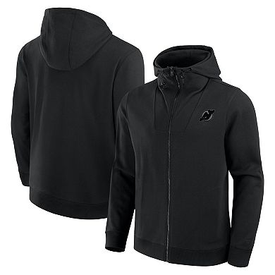Men's Fanatics Black New Jersey Devils Elements Tonal Primary Tri-Blend Full-Zip Hoodie