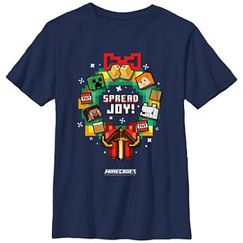 Boys 8-20 Minecraft Spread Joy Christmas Wreath Graphic Tee