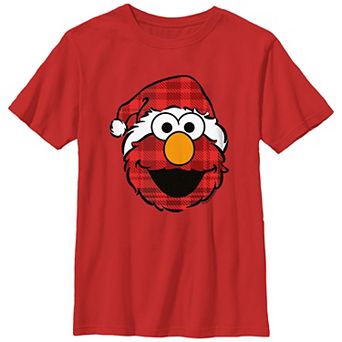 Boys 8-20 Sesame Street Elmo Christmas Plaid Graphic Tee