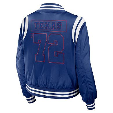 Women's WEAR by Erin Andrews Royal Texas Rangers Football Bomber Jacket